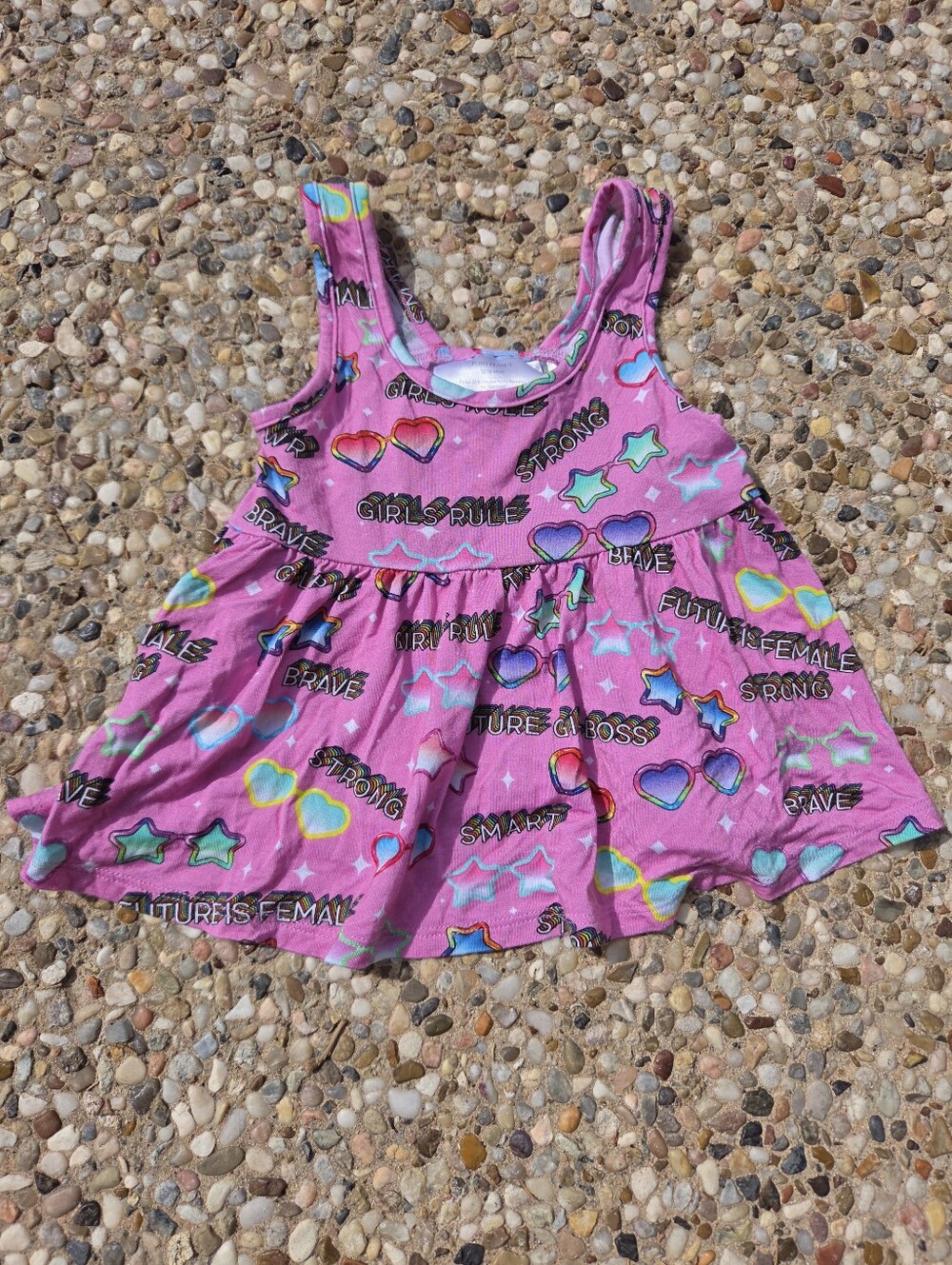 Posh Peanut Girls Dress 12-18 Months Pink Stars Sunglasses Bamboo
